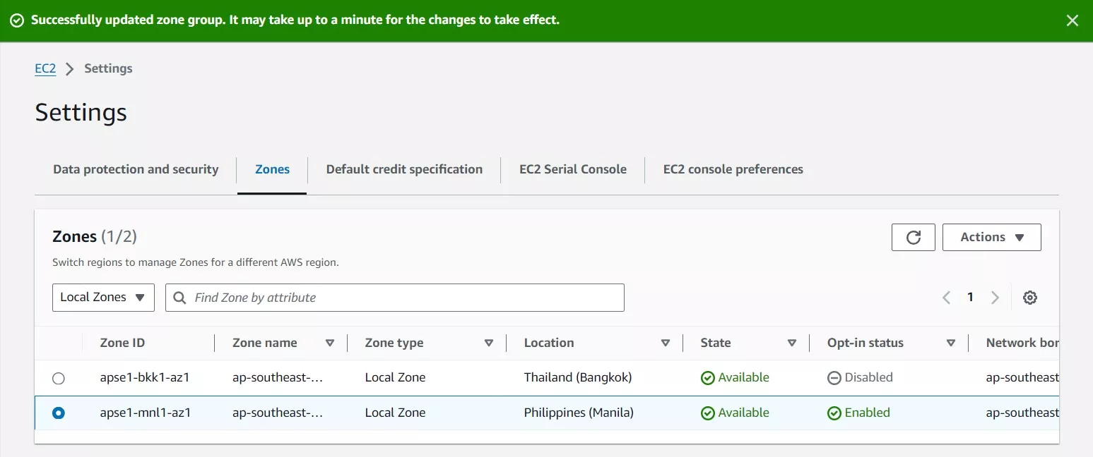 AWS Local Zone Manila