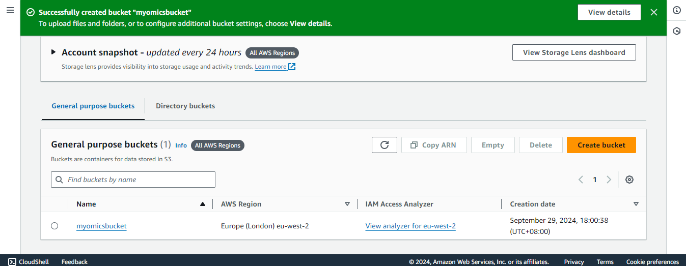 Created S3 Bucket