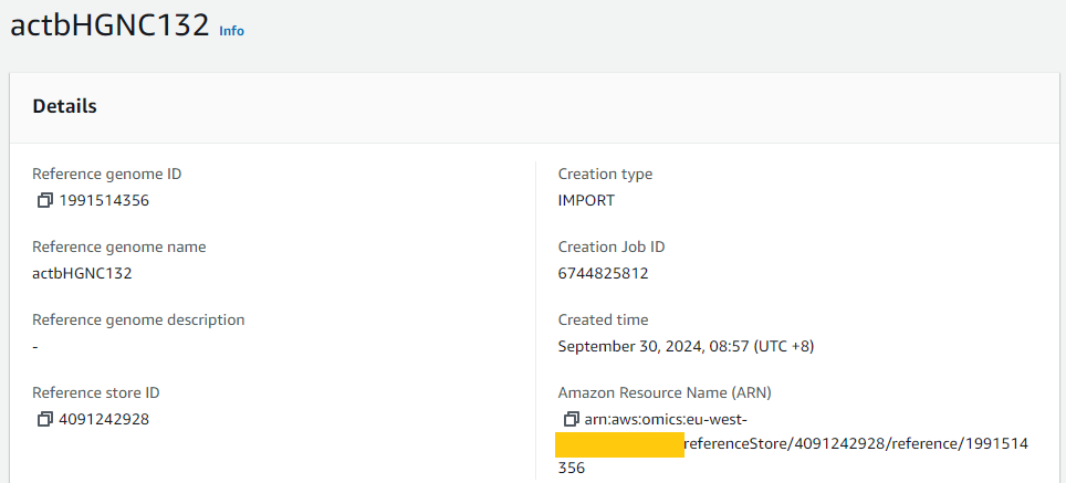Full details of the uploaded reference genome