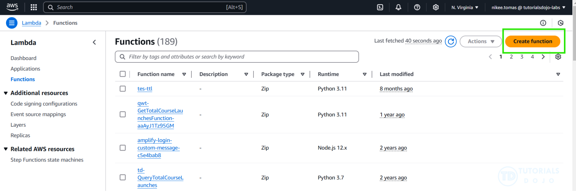 Monitoring Amazon SES- Create Function