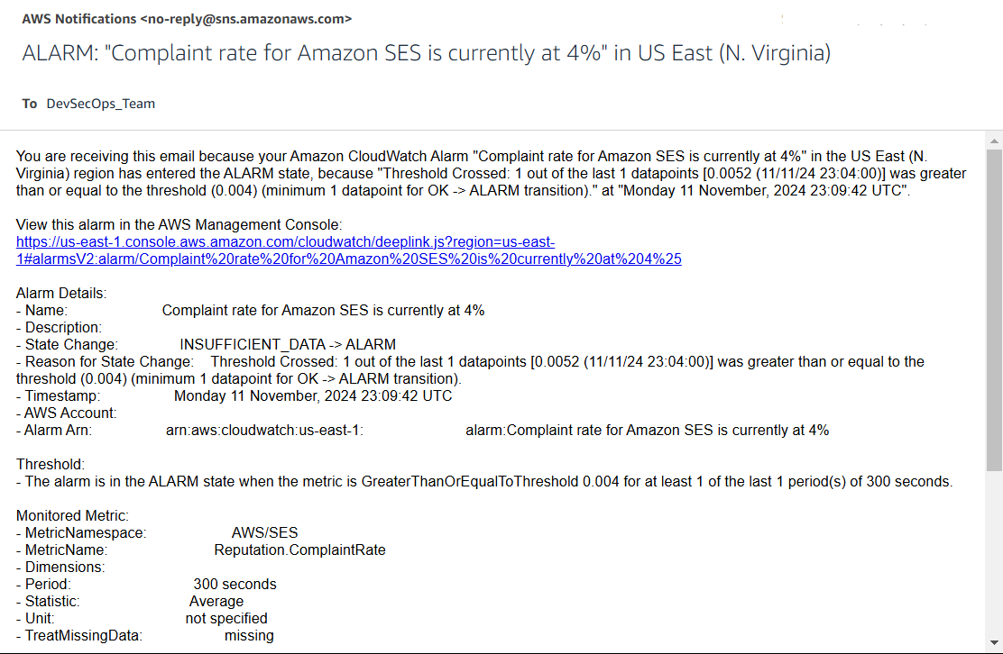 Monitoring Amazon SES- Email Notifications