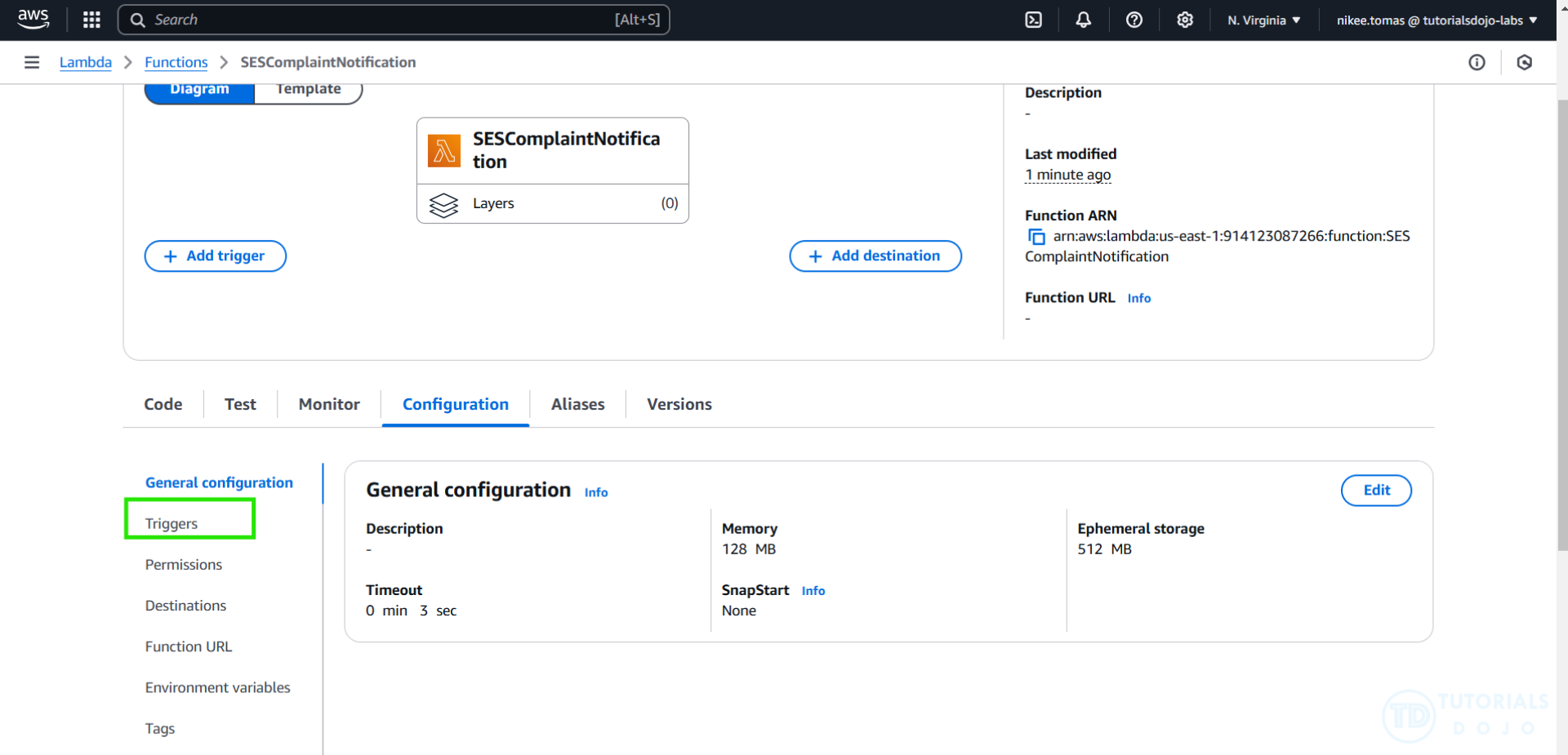 Monitoring Amazon SES- Trigger