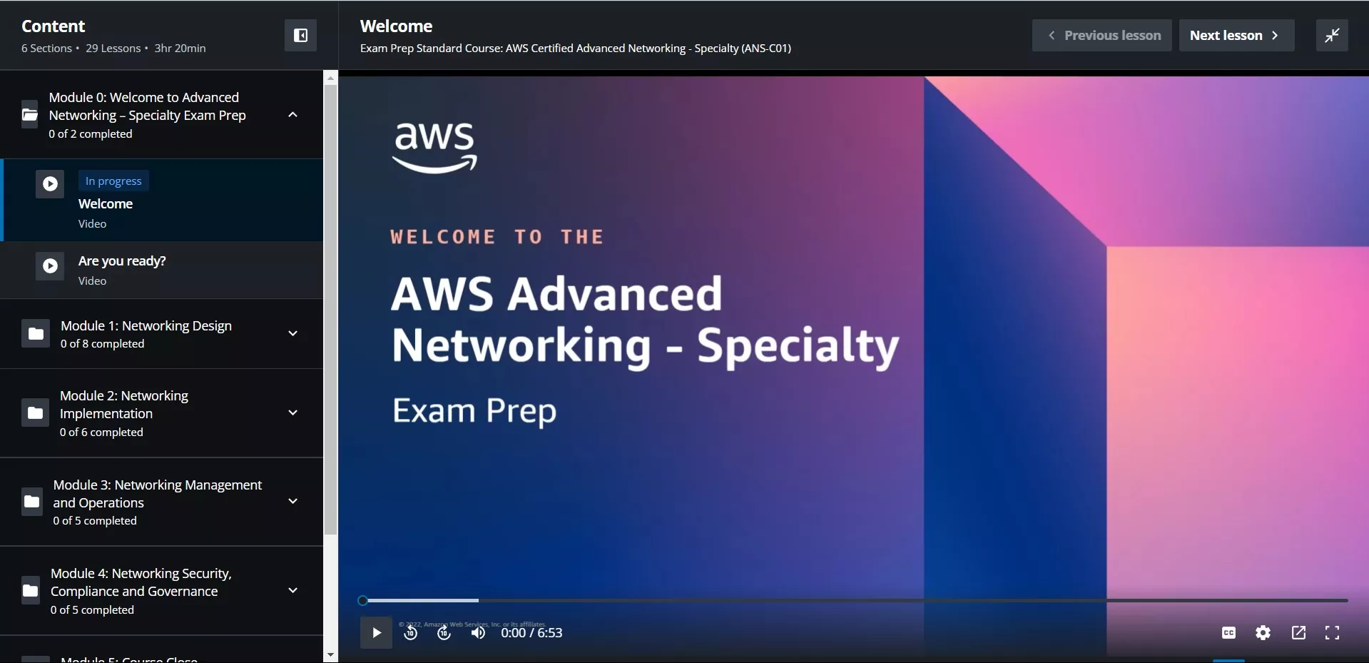 Exam Prep Standard Course: AWS Certified Advanced Networking - Specialty (ANS-C01)