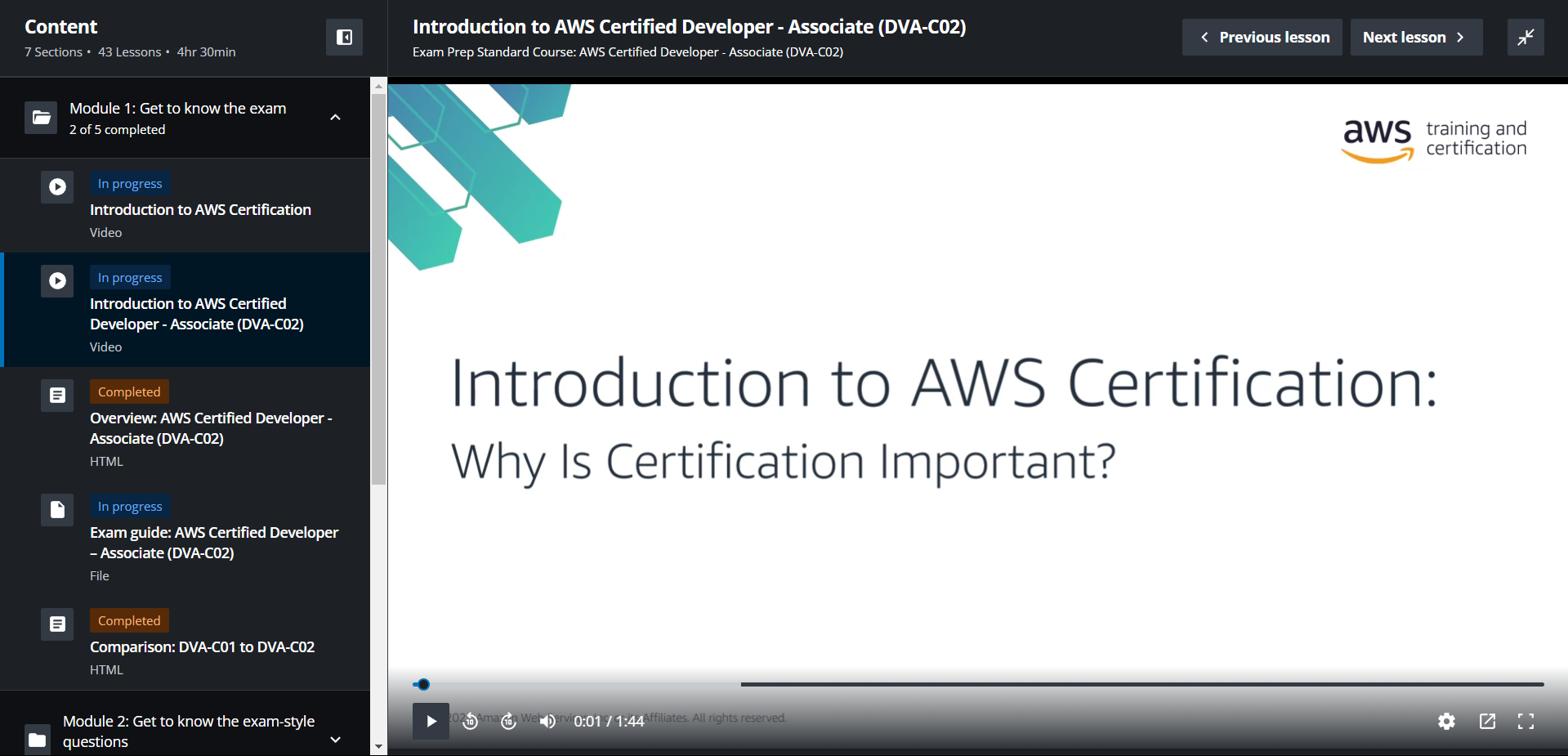 Exam Prep Standard Course - AWS Certified Developer - Associate (DVA-C02) - SkillBuilder