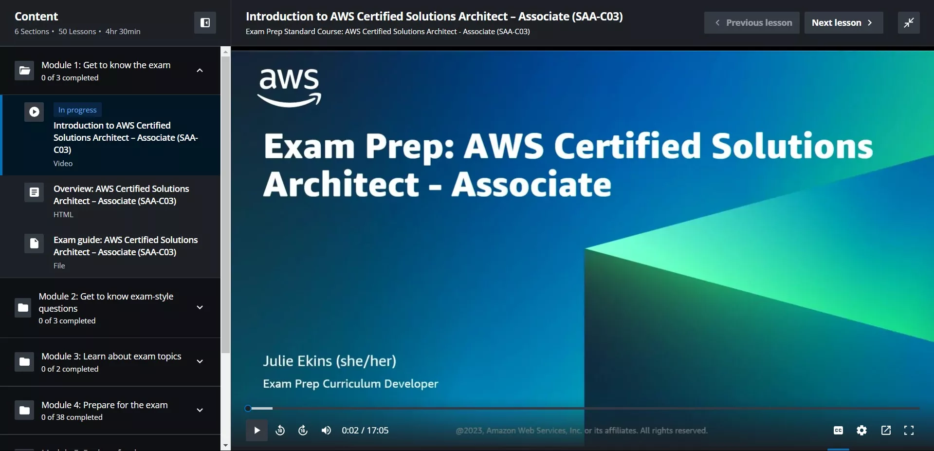 Exam Prep Standard Course - AWS Certified Solutions Architect - Associate (SAA-C03) - SkillBuilder