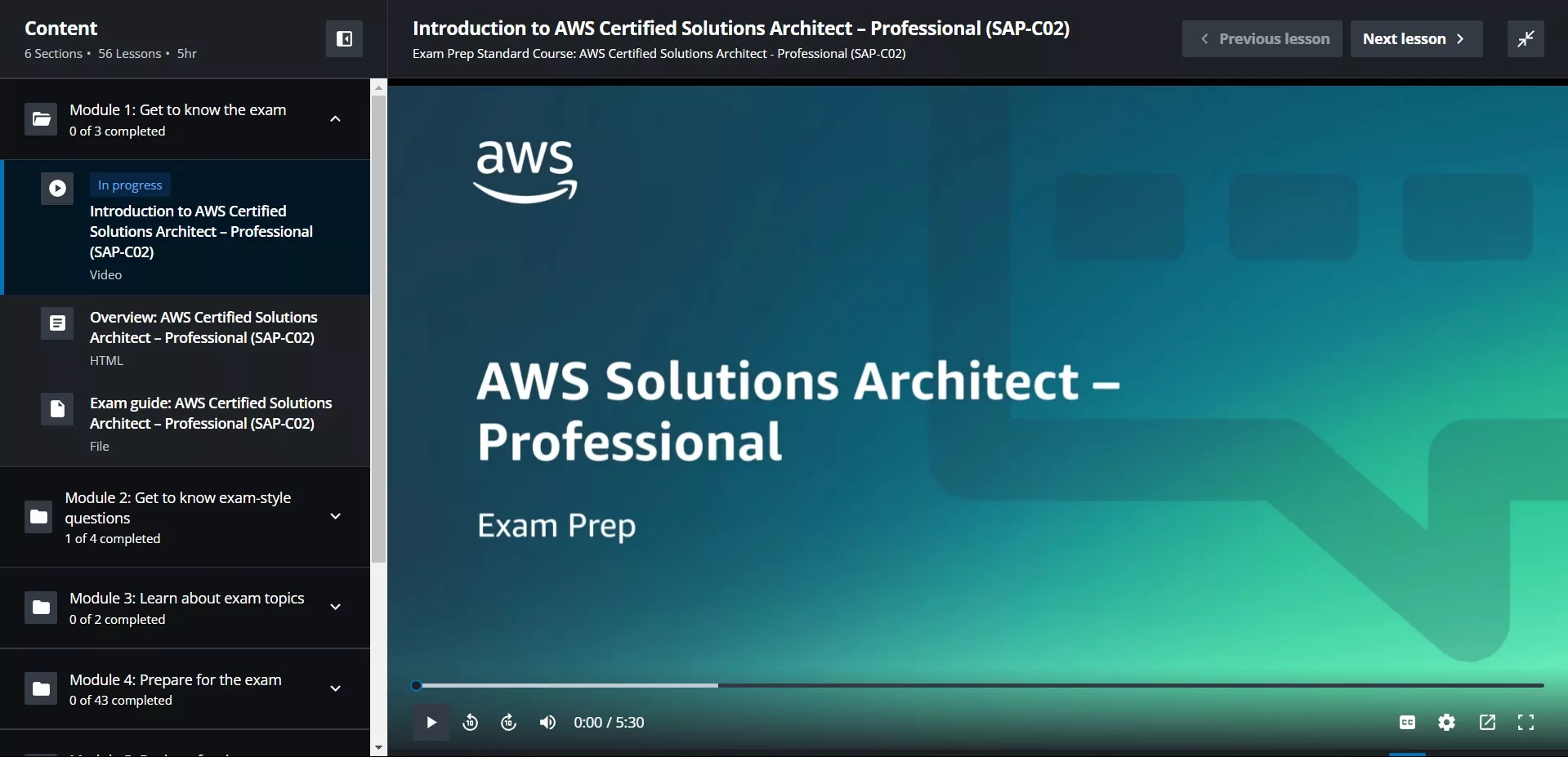 Exam Prep Standard Course: AWS Certified Solutions Architect - Professional (SAP-C02)