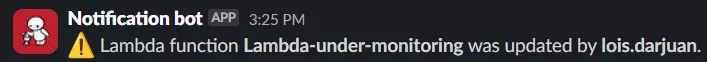 Slack notification lambda function update