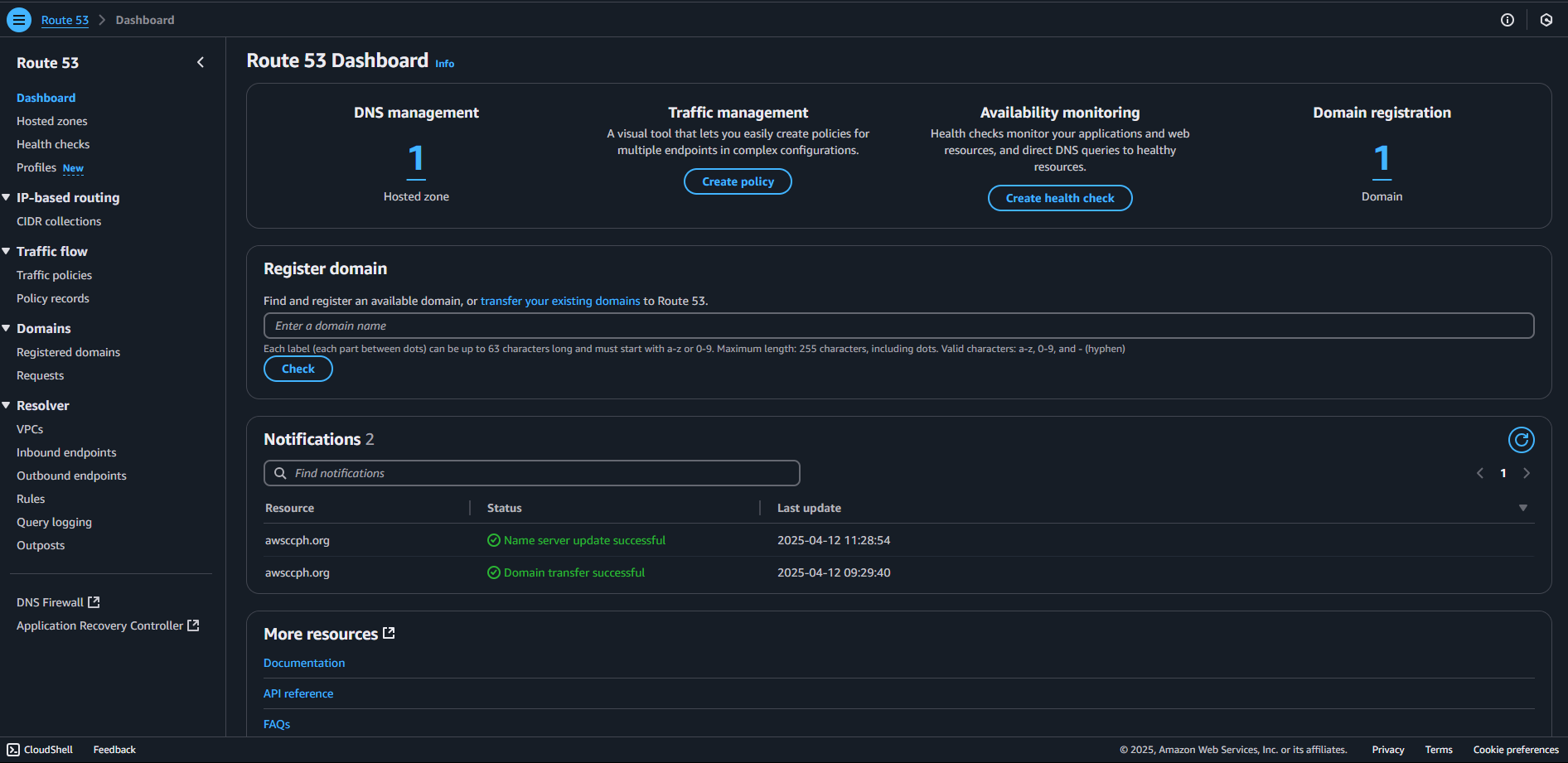 AWS Route 53 Dashboard for DNS Management