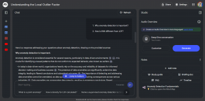 NotebookLM chat displaying anomaly detection information.
