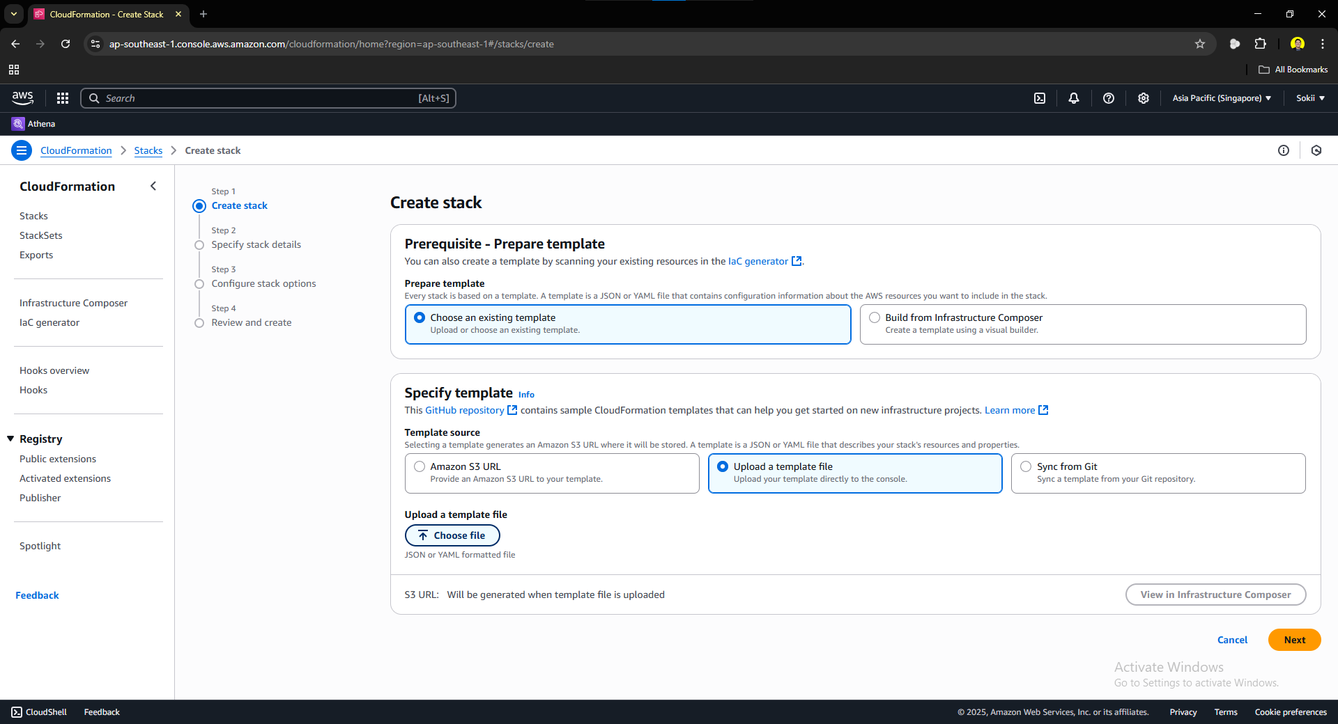 Create Stack in CloudFormation 