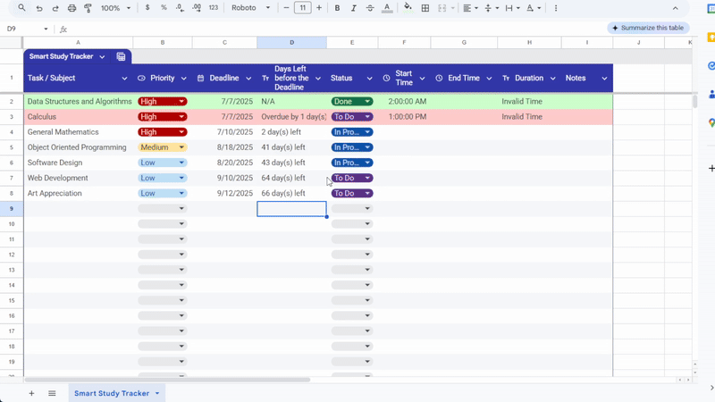 SMART STUDY TRACKER