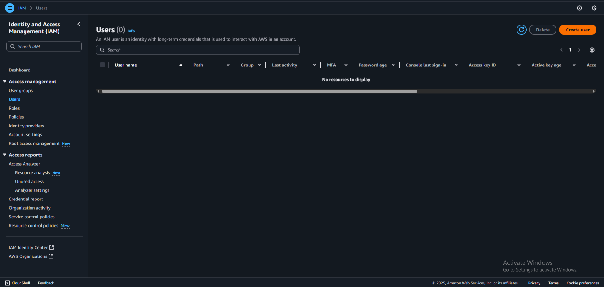 IAM Dashboard - AWS