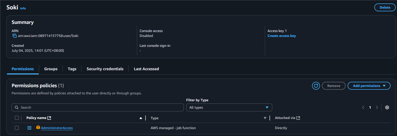 Create Access Keys