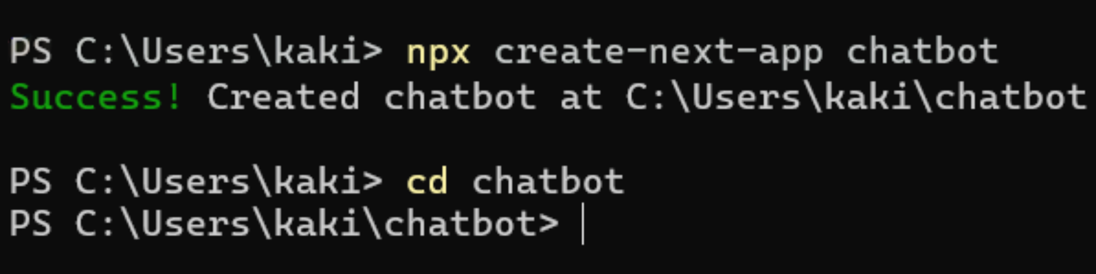 Terminal - Creating a New Next.js App