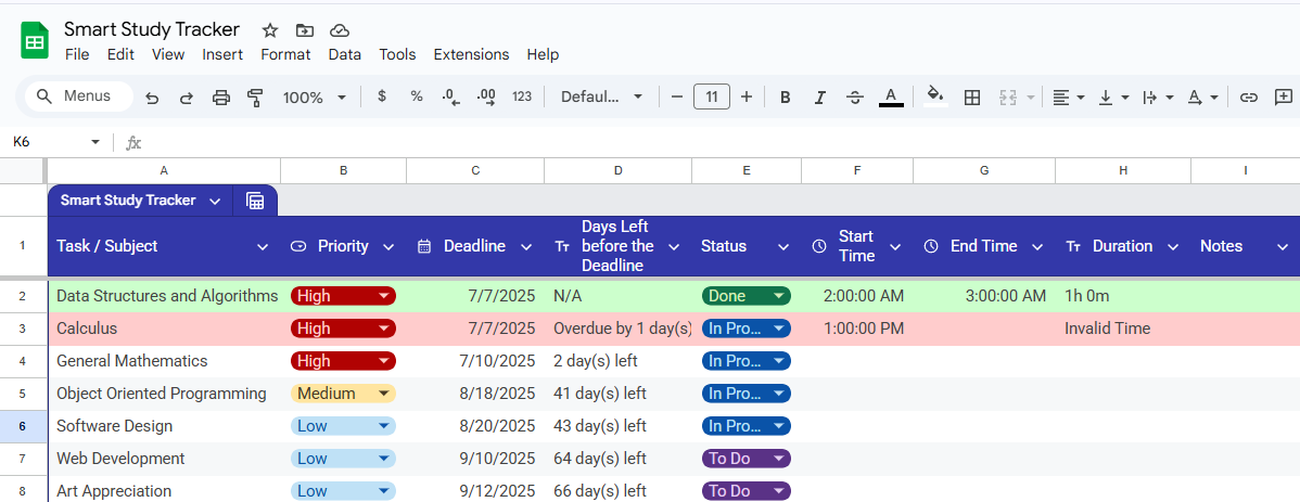 SMART STUDY TRACKER