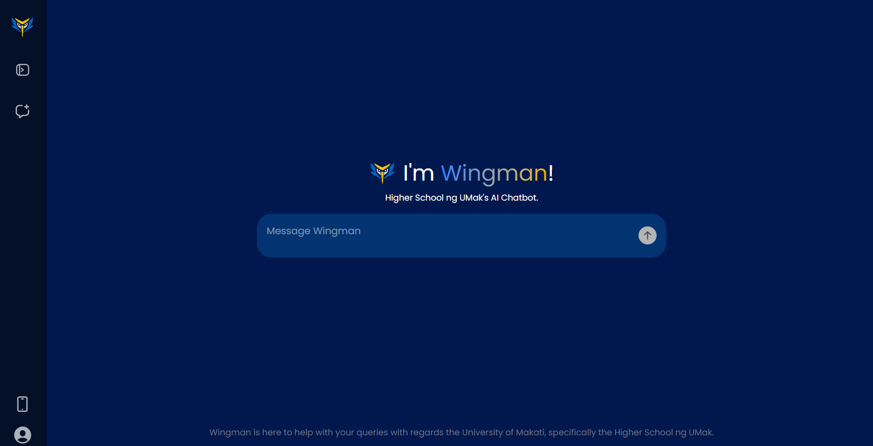 Wingman AI Chatbot Interface