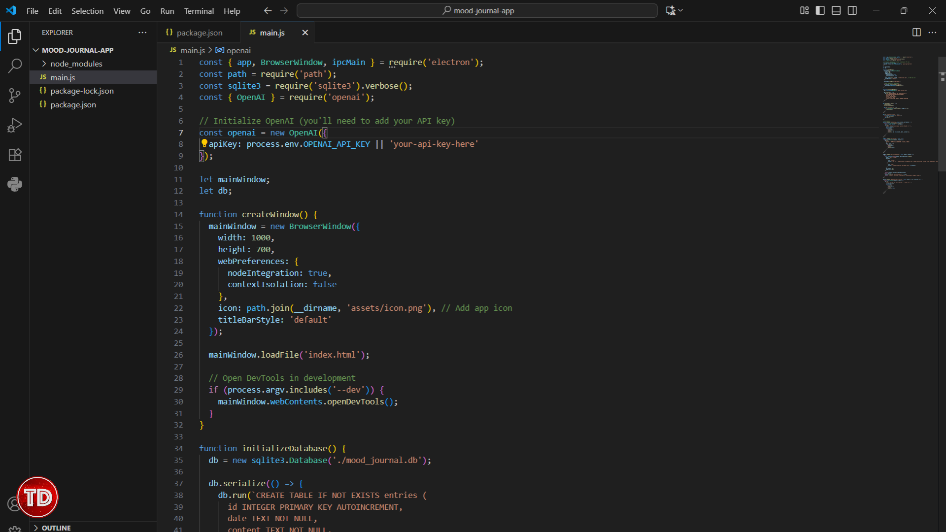 Mood Journal App Project Setup and Initialization