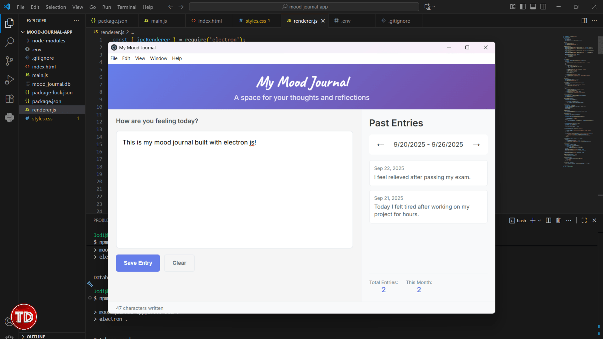 Mood Journal App Testing