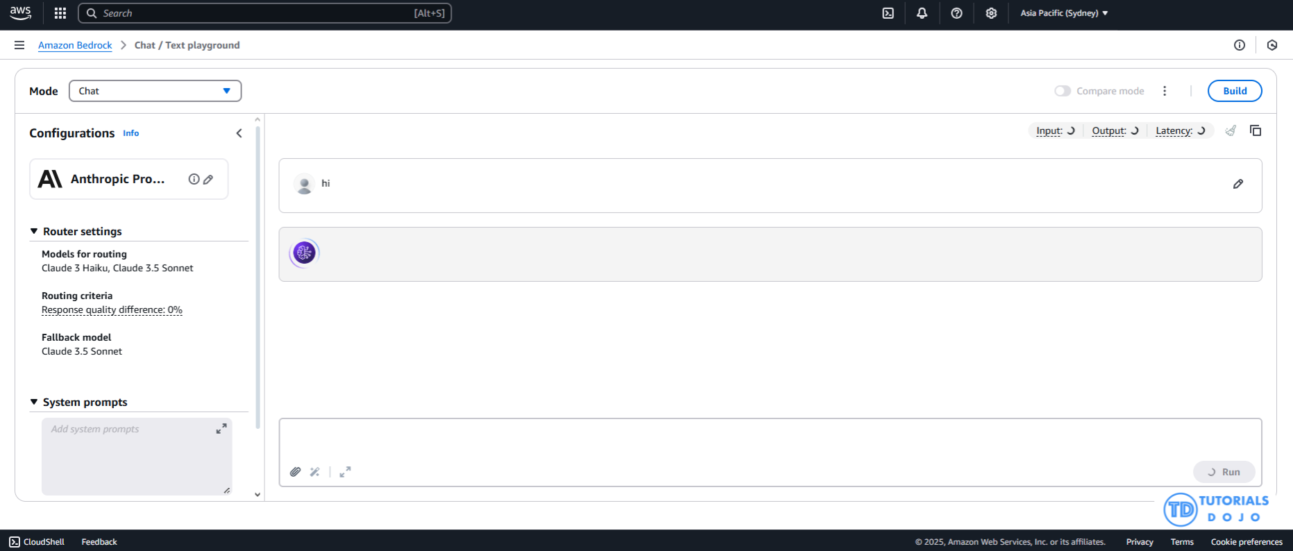 Amazon Bedrock's Interface