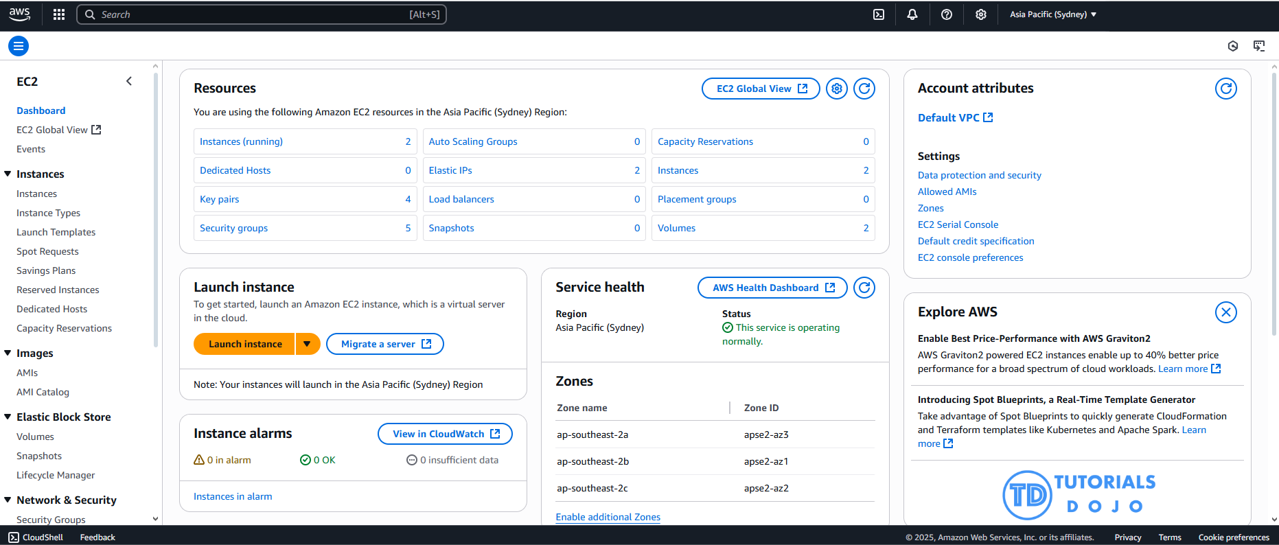 Amazon EC2 Dashboard View