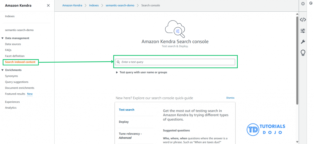 Navigating to Search indexed content