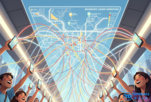 A crowd of commuters in the Philippines using their phones for a crowdsourced transit system