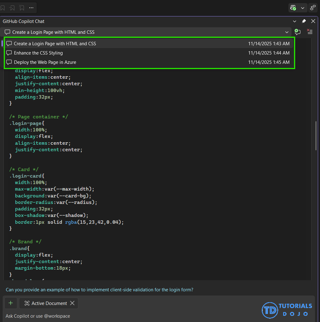 TD_GitHub Copilot Chat History_13Nov25