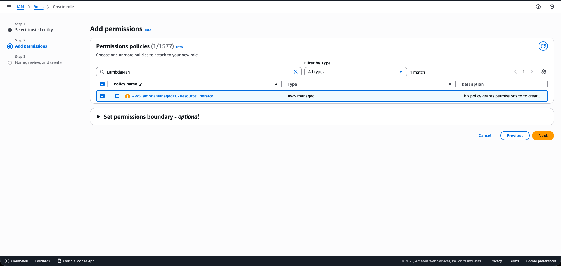 Step 1.2: Select Trusted Identity
