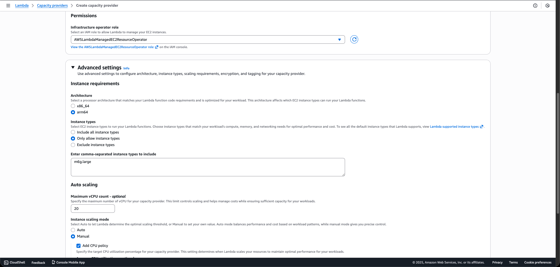Step 2.4: Instance Requirements