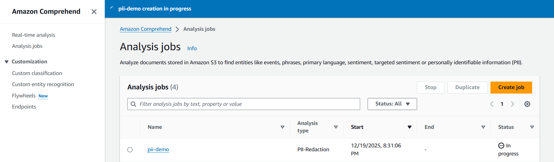 Detecting and Redacting PII with Amazon Comprehend