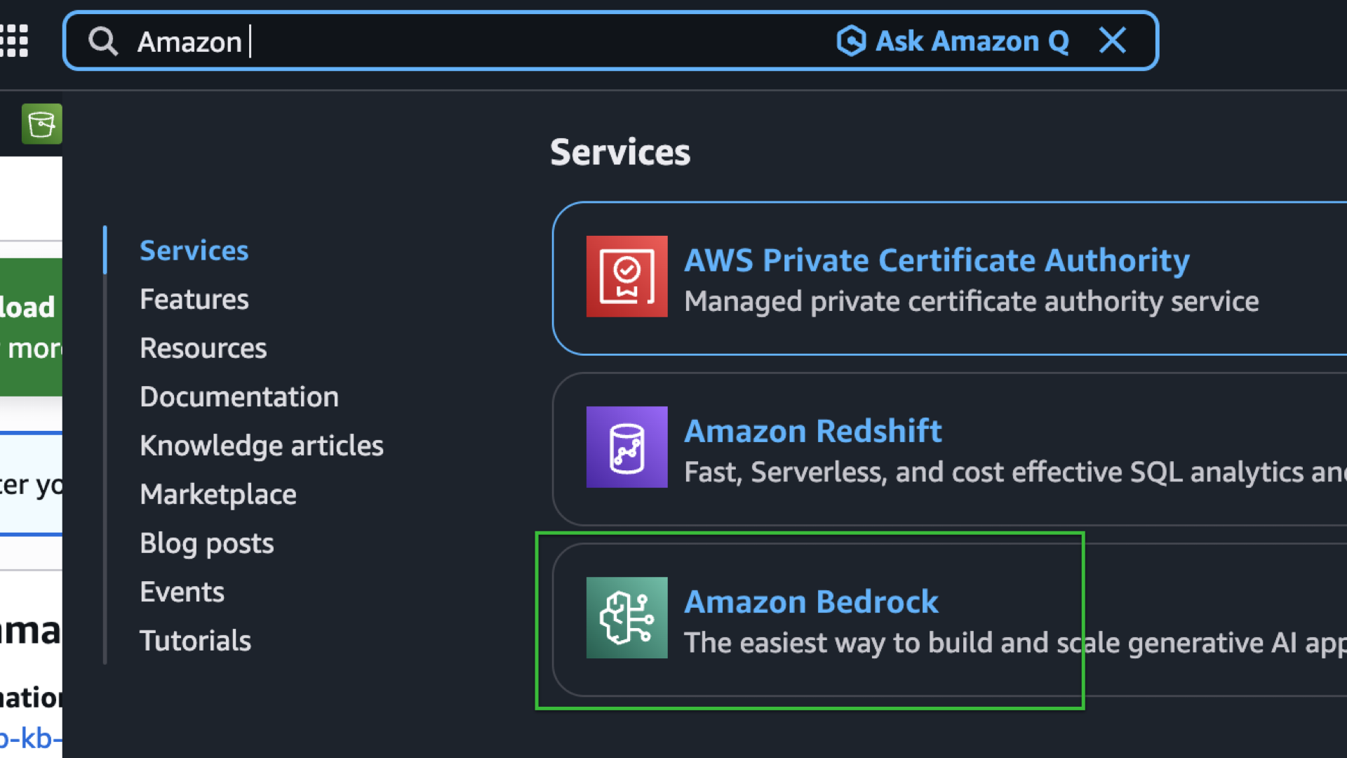 Building a Cost-Aware RAG Application with Amazon Bedrock - Search for Bedrock