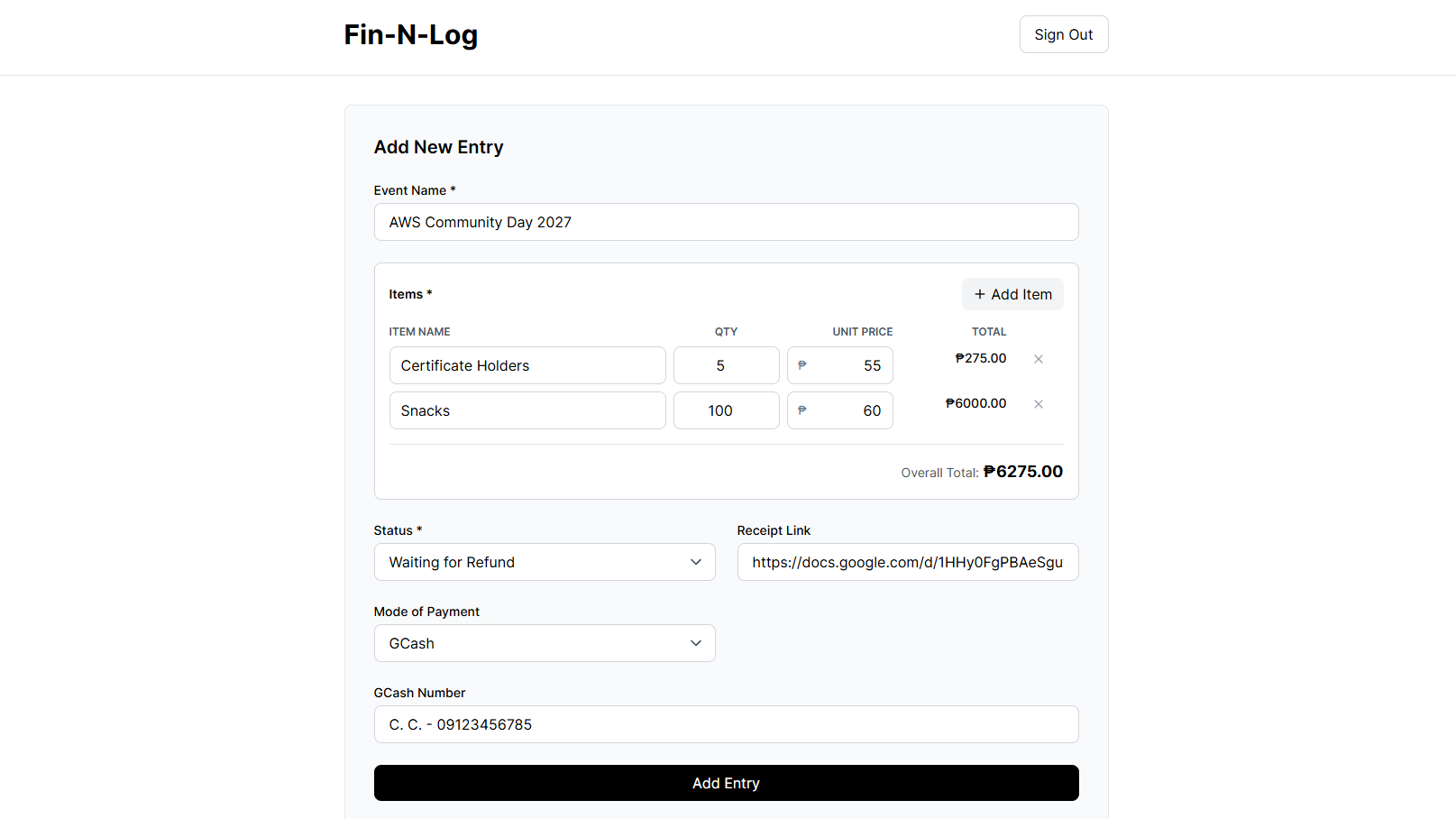 fin-n-log admin dashboard