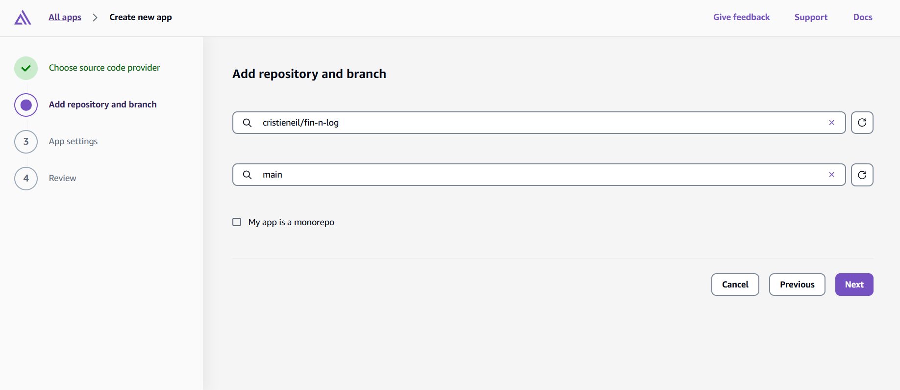 amplify auth to github repo