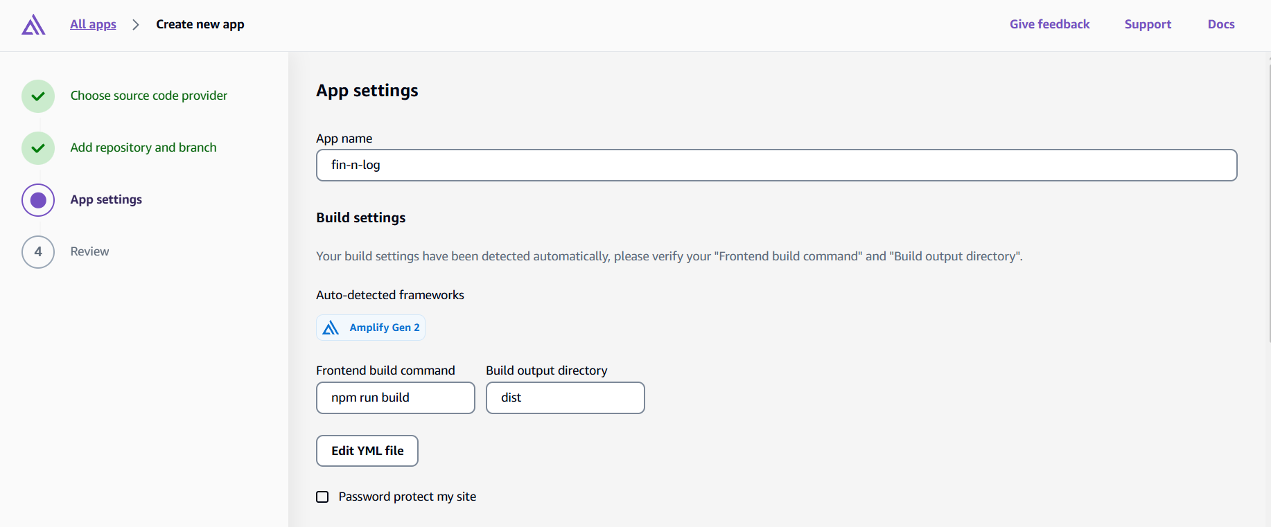 amplify saved settings