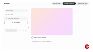 A sample screenshot of the Amazon Nova Act playgrounds