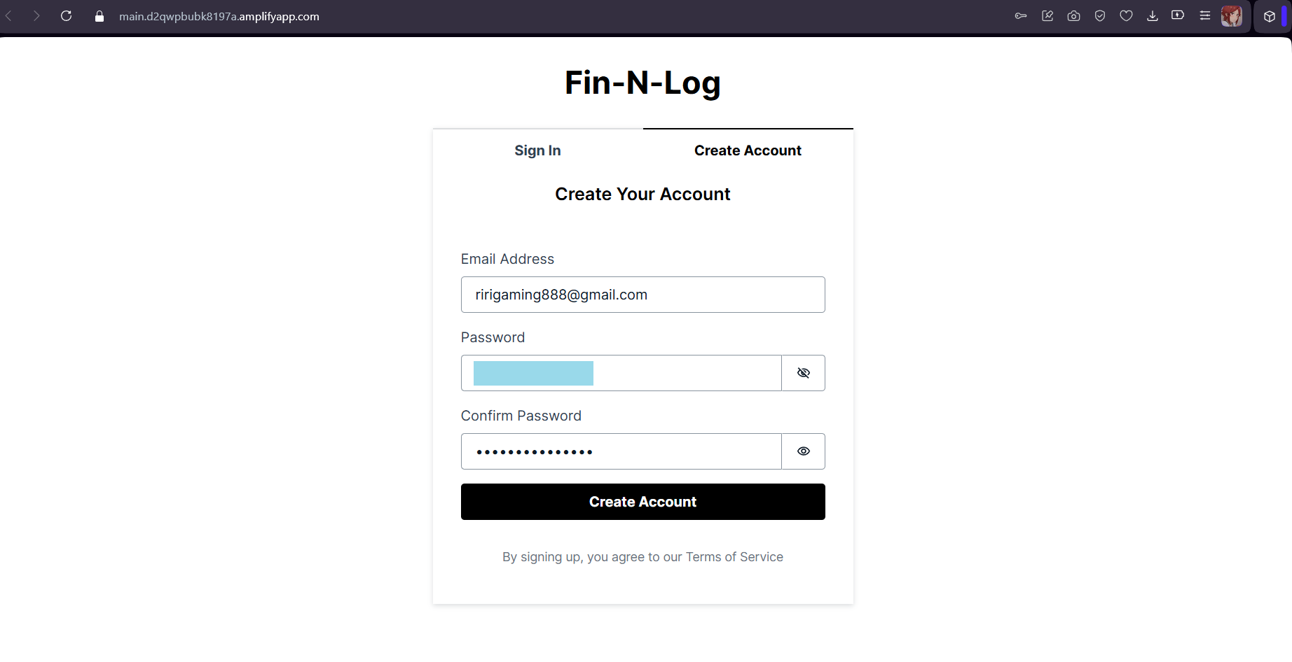 login page