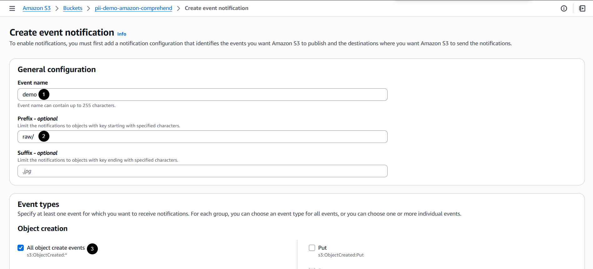 Create event notification