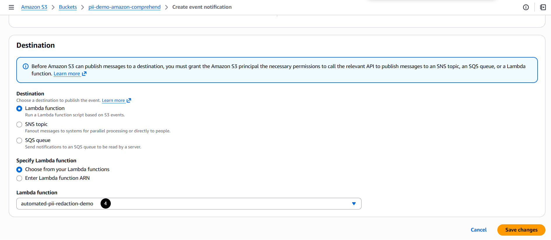 Create event notification