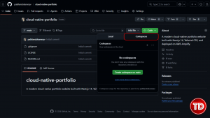 Go to the Codespaces tab_TutorialsDojo_02-21-2026