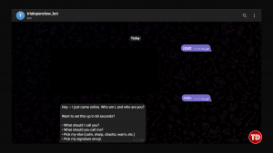The bot has started and the AI Agent is already active