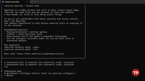 Configuring by saying yes and choosing quickstart options