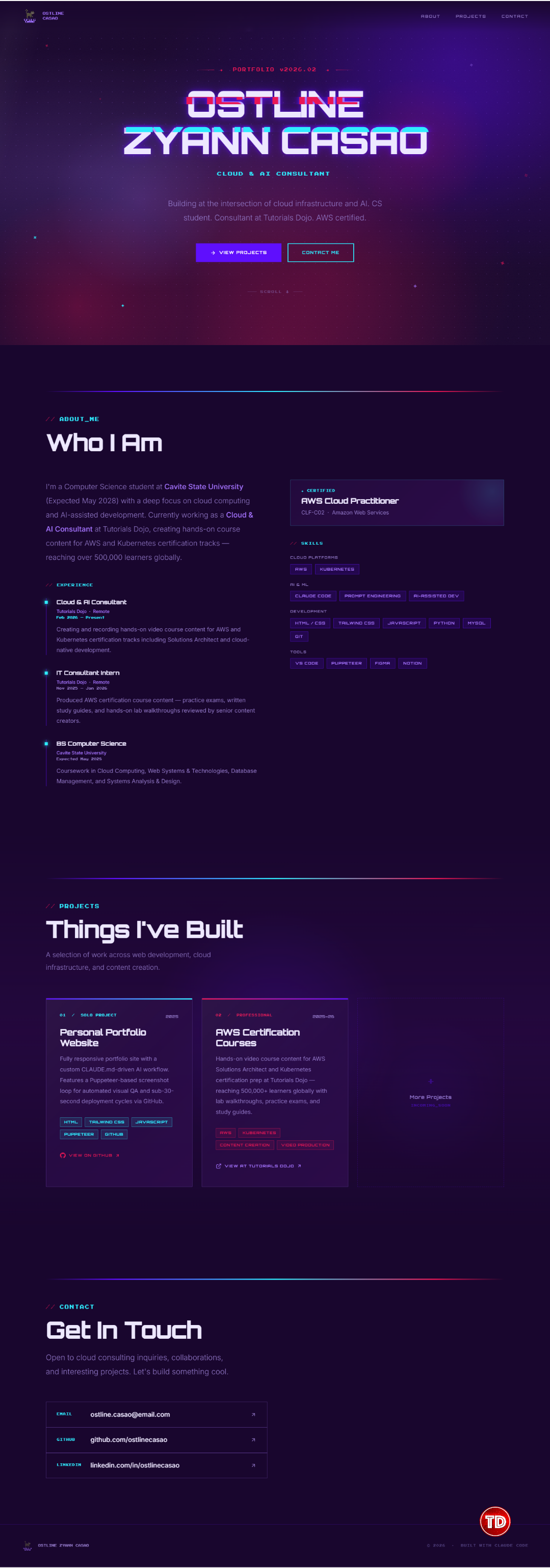 Claude Code's output portfolio website.