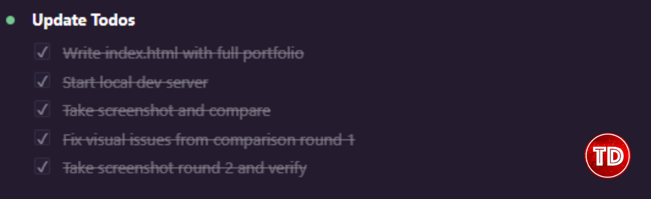 Screenshot of the Claude Code screenshoting workflow.