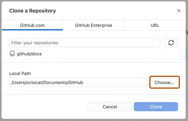 GitHub Desktop Cloning Repository Step 3