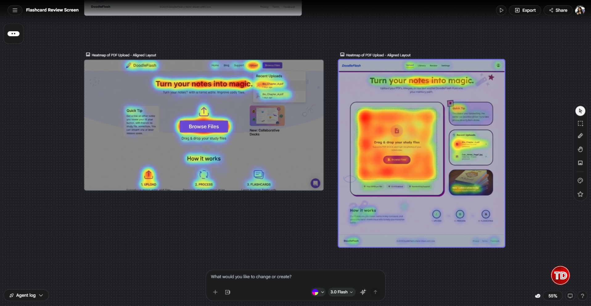 Heat map feature of Google Stitch.