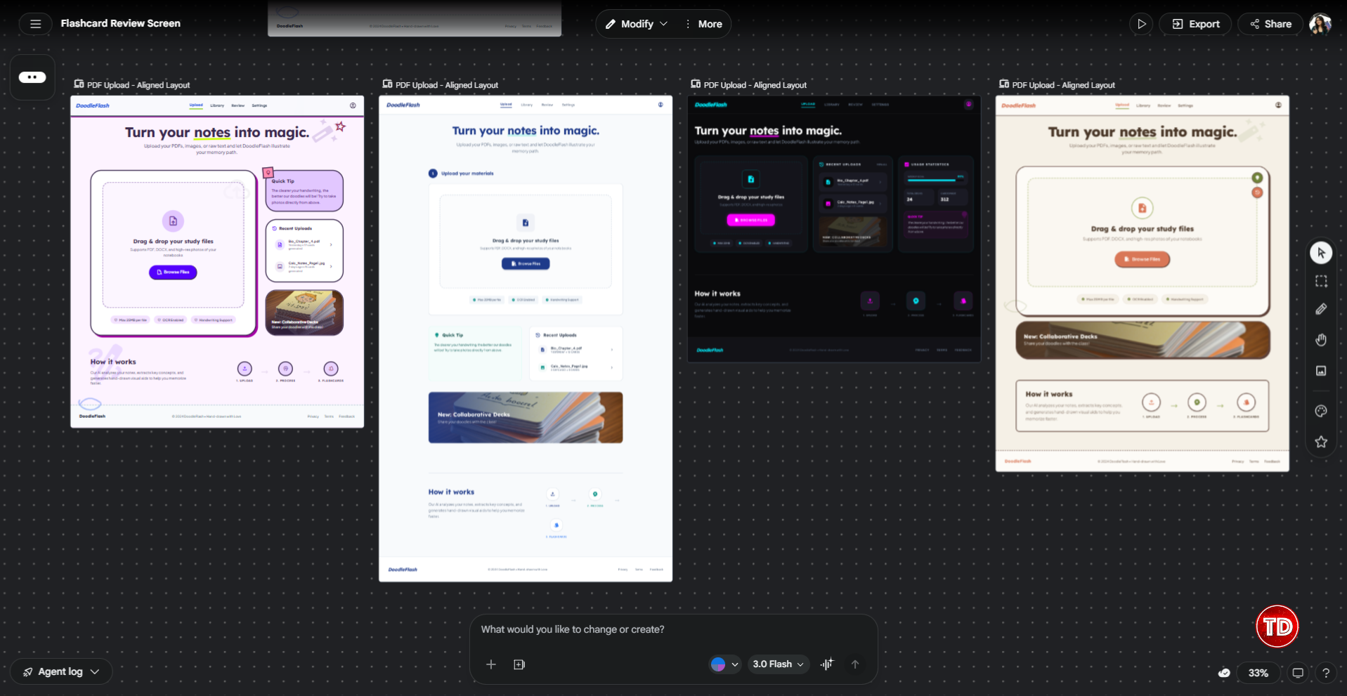 Variation results of Google Stitch.