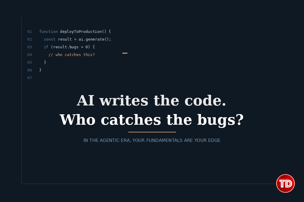 hero banner - ai writes code? who catches the bug