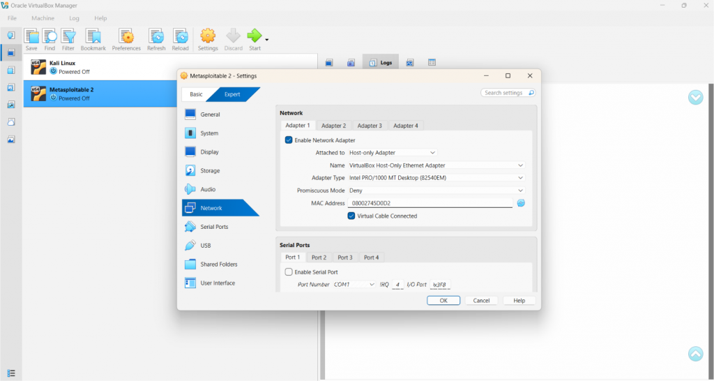 Changing Network of Virtual Machines