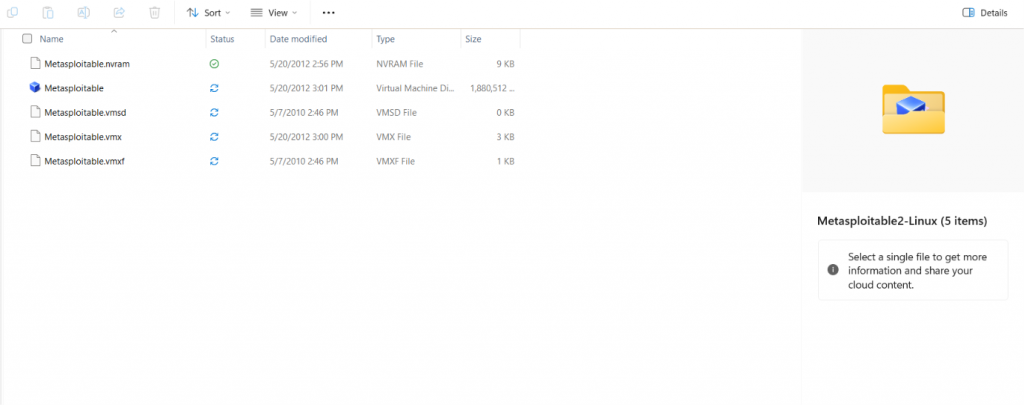 Extracted Metasploitable2