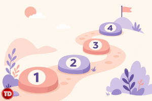 A simple 4-step flowchart showing a beginner's learning path